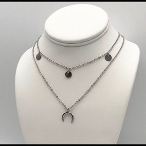 Layered Moon Sequin Necklace | Stainless Steel